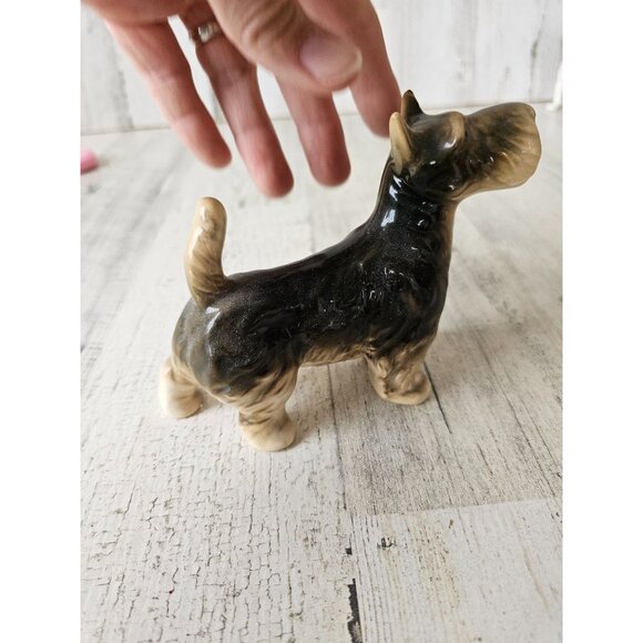 Vintage Schnauzer terrier porcelain statue figurine tan decor - Picture 4 of 9
